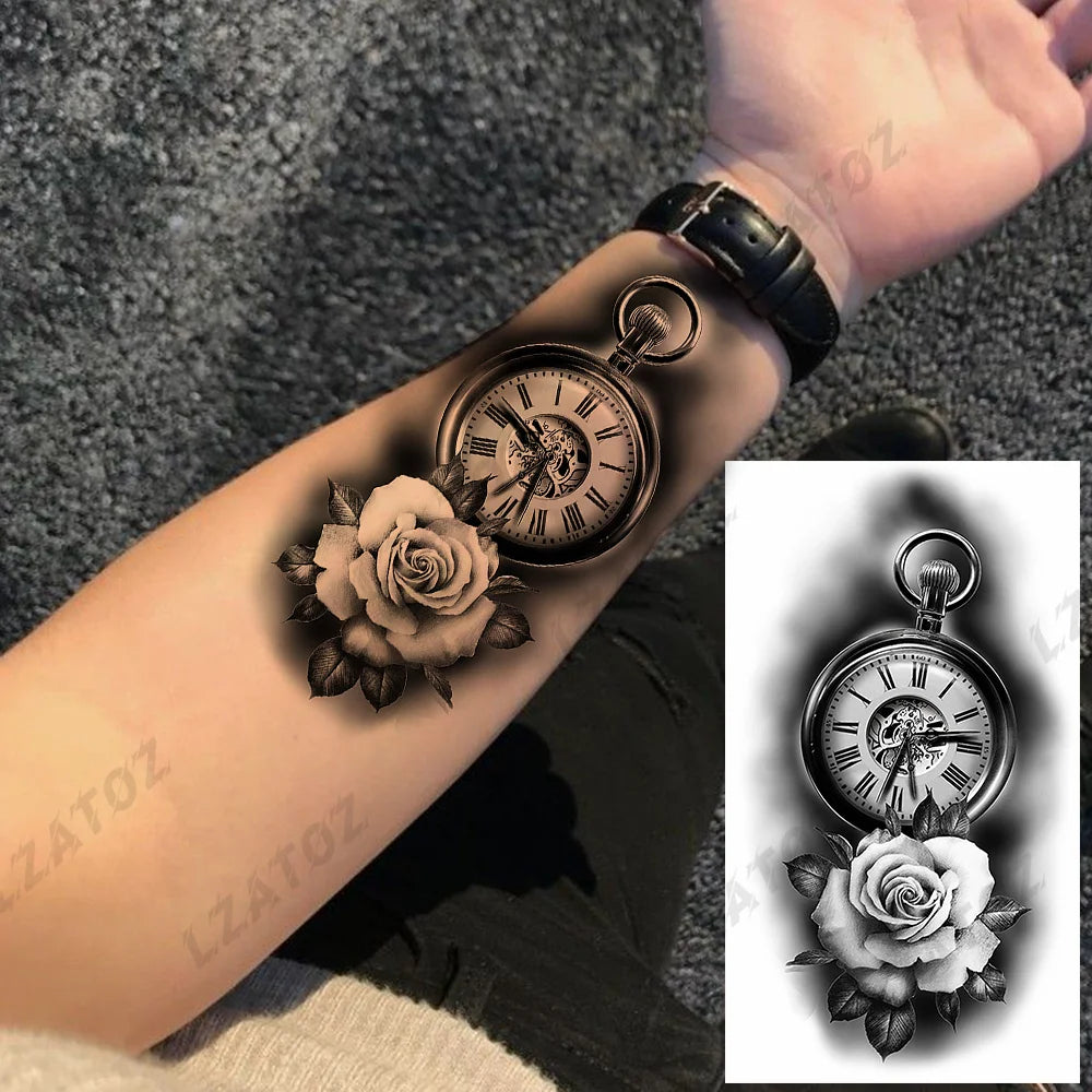 Unique Triangle Ocean Wave Temporary Tattoos For Men Women Realistic Tiger Lion Fake Tattoo Stickers Saying Transfer Art Tatoos