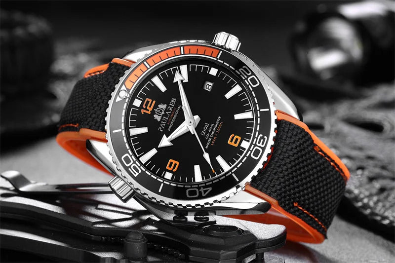 Luxury Automatic Mens Watch High Quality Mechanical Self Wind Movement Rubber Strap Waterproof Luminous Calendar Mens Watches - Sun Studio