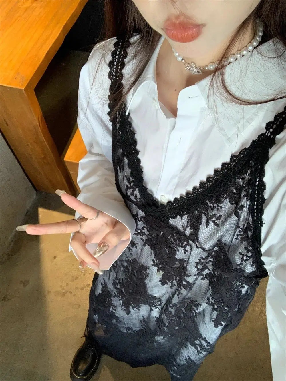 Solid Dresses Women Summer Girls Embroidery Lace Designed Korean Style Layering Streetwear Prevalent Attractive Leisure Trendy - Sun Studio