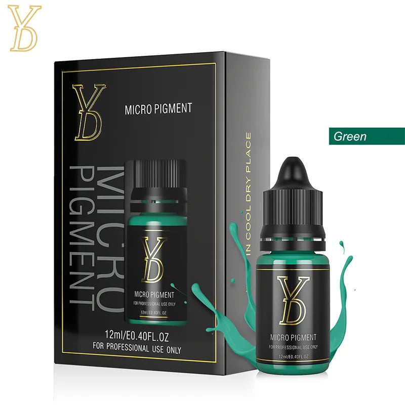 YD New 12ML Liquid Tattoo Pigment Ink Professional Permanent Makeup Eyeliner Shading Micropigmentation Cosmetic Black Blue Green - Sun Studio