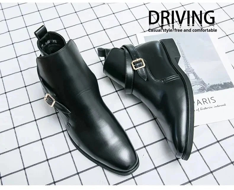 European Station New Men Pointed Chelsea Boot Side Buckle Casual Classic Size 38-48 Male Boots - Sun Studio