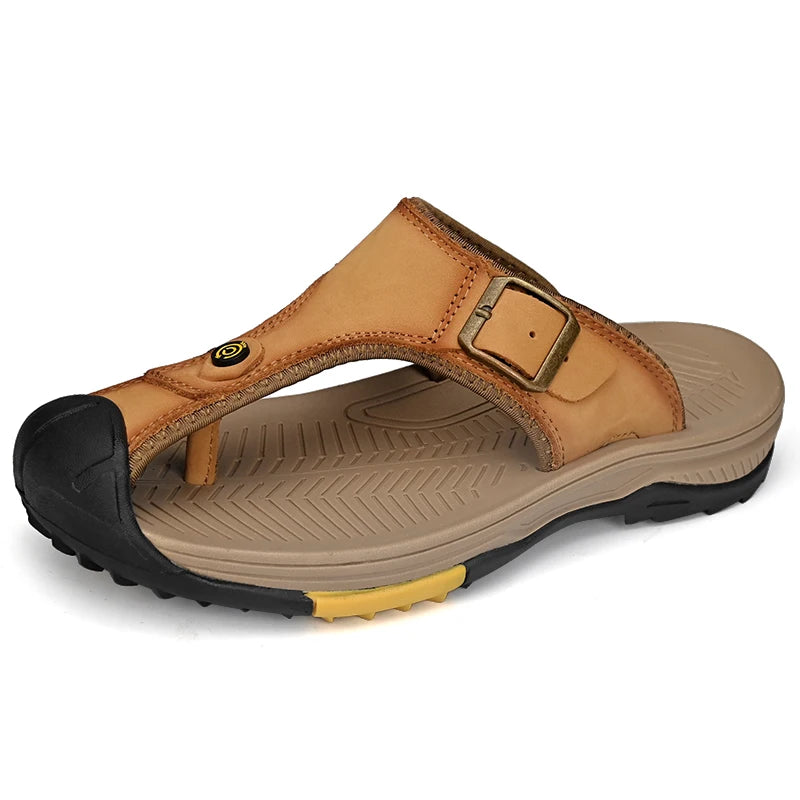 Genuine Leather Sandals Men Breathable Summer Shoes Man Waterproof Outdoor Men Sandals Antiskid Beach Sandals Footwear