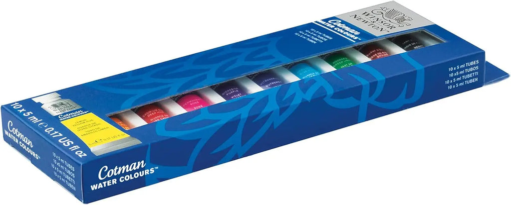 Winsor & Newton Cotman Watercolor Paint Tubes Set - 5ml Tubes (10 or 20 Colors) for Artists, Beginners & Sketching - Sun Studio