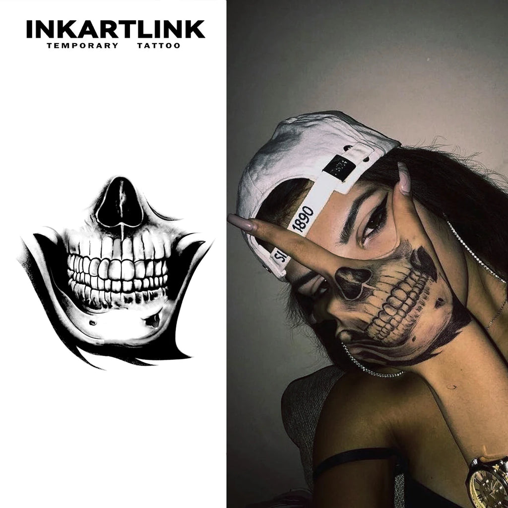 Skull Temporary Tattoo,Lasts To 15 Days New Technology Magic Waterproof Semi Permanent Sticker. - Sun Studio