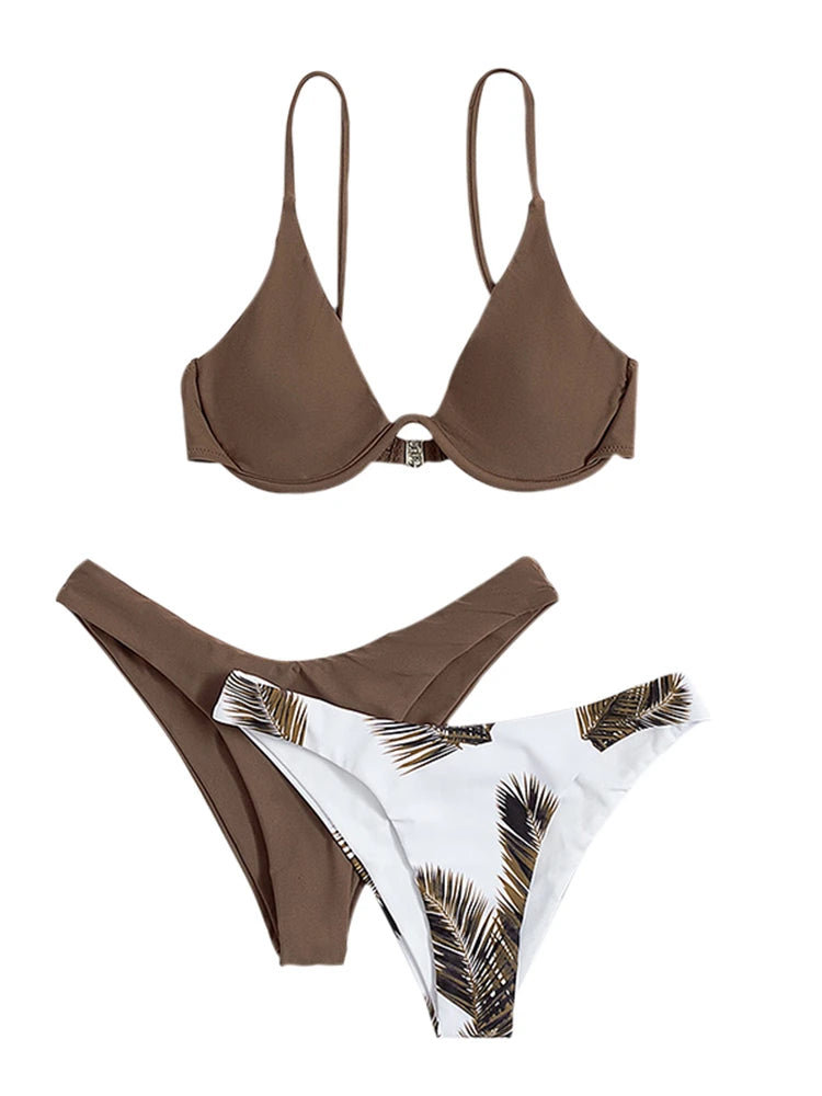 Bikini Women Swimsuit 2026 New Solid Print Sling Bikinis Set Sexy Thong Swimwear Summer 3 Piece Beach Wear Bathing Suit Female - Sun Studio