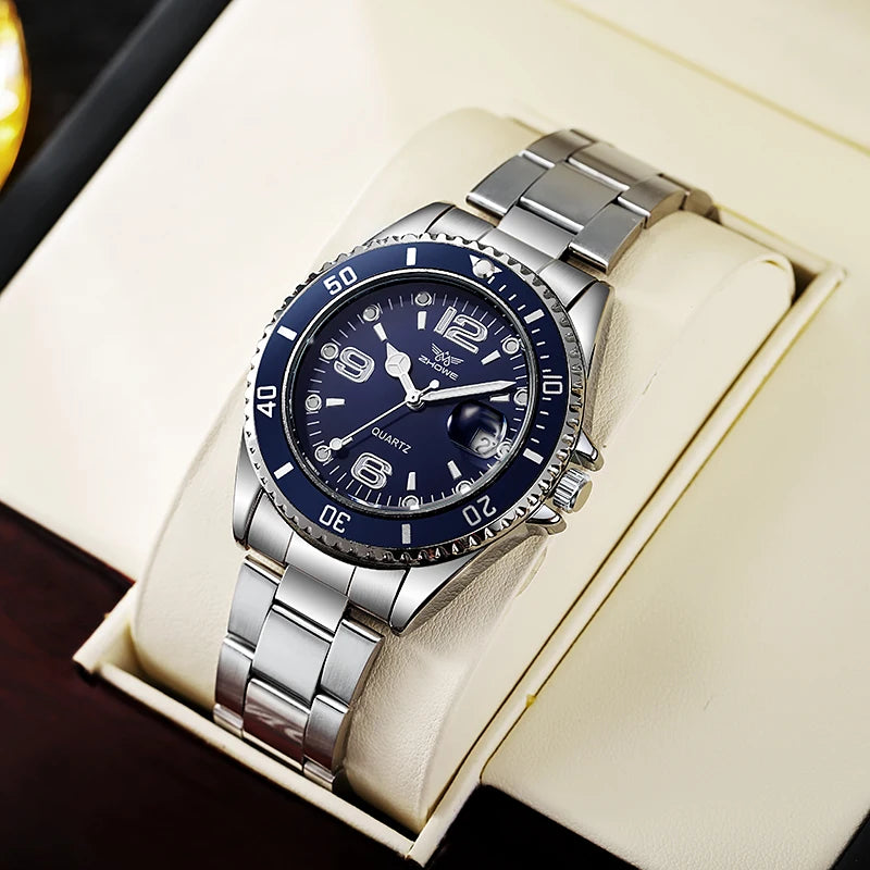 High Quality Top Brand Relogio Masculino Men Quartz Watches Fashion Calendar Stainless Steel Watch For Men Montre Homme 시계 - Sun Studio