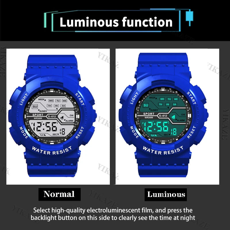 Sports Digital Electronic Watch 55mm Large Dial Sport Watch Outdoor Multifunction Watches Clock for Men Teen Student - Sun Studio