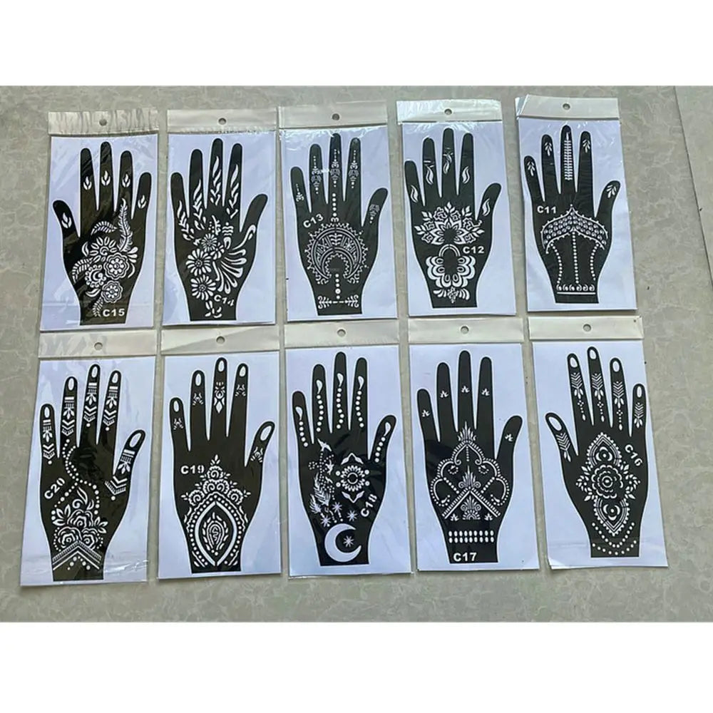 NEW Black Lace Transfer henna Hand Arm Tattoo Henna Stickers Art Temporary Tattoo DIY Painting Body Art Template Tattoo Stencils - Sun Studio