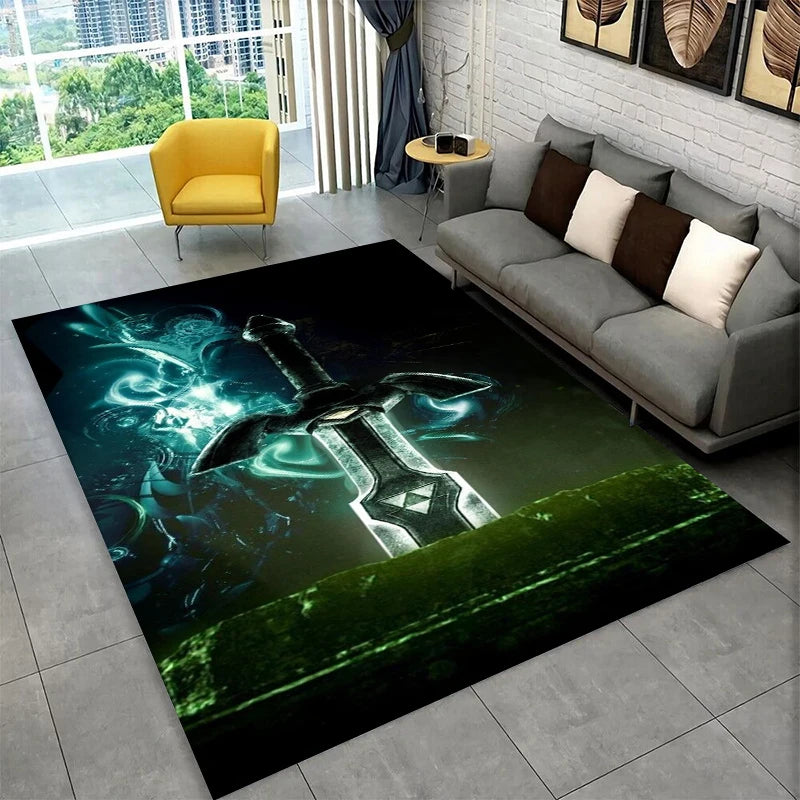 Classic Game Z-Zelda Cartoon Link Carpet Rug for Playroom Bedroom Living Room Sofa Home Decor,kid Area Rug Non-slip Floor Mat - Sun Studio