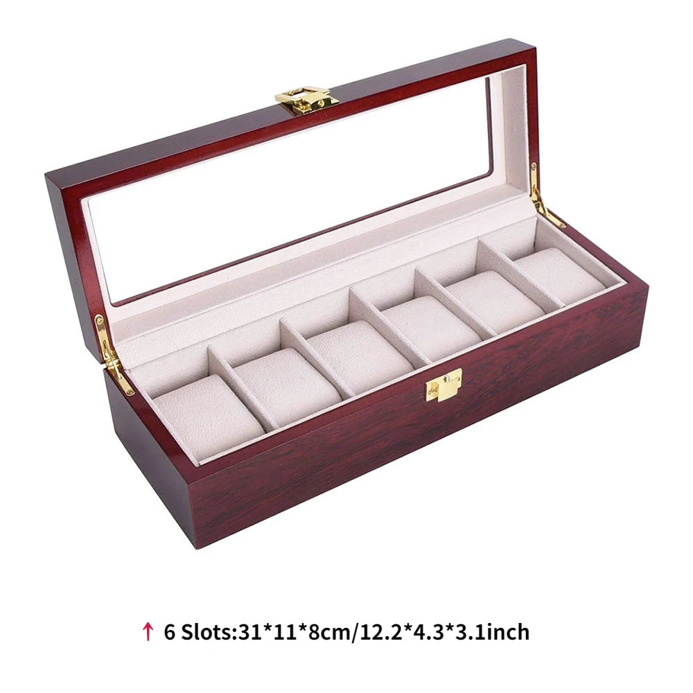 Luxury Wooden Watch Box 1/2/3/5/6/10/12 Grids Watch Organizers 6 Slots Wood Holder Boxes for Men Women  Watches Jewelry Display - Sun Studio