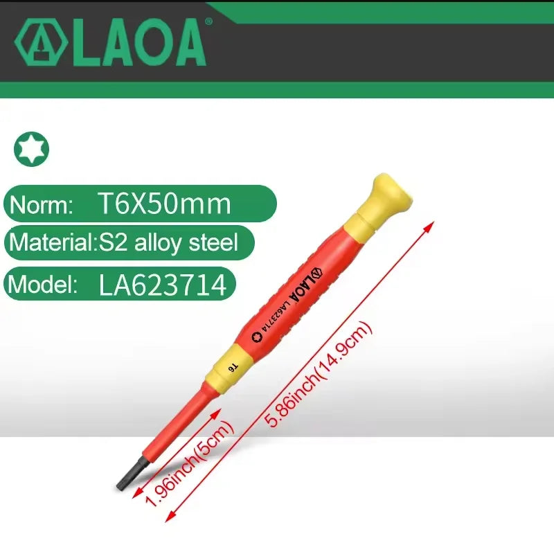 LAOA 1pc Insulated Precision Screwdriver SL1.0-3.0 aCross Small Size Screwdriver to Remove Watches Cell Phone NotebookT5-T10 - Sun Studio