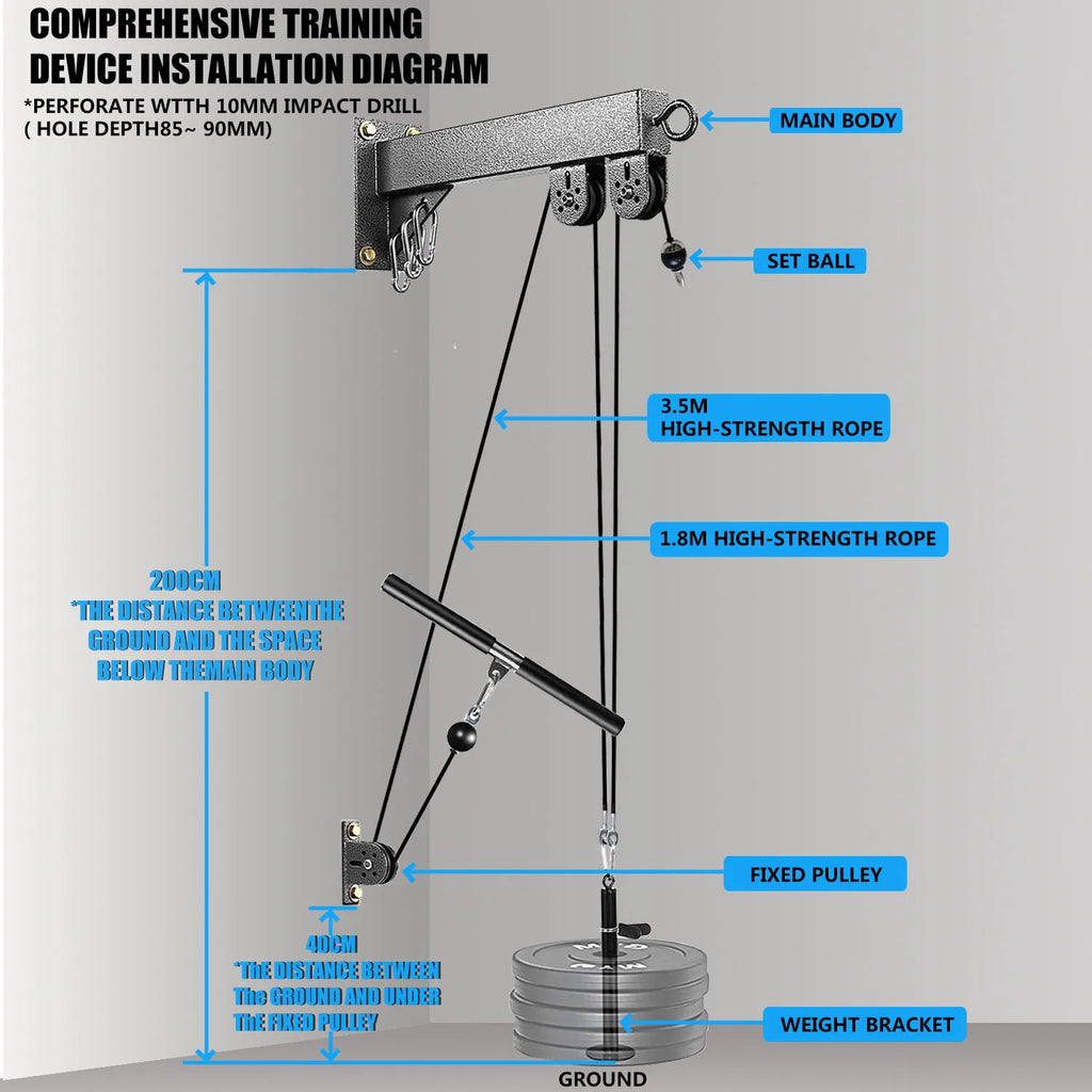 Fitness Wall Mounted Pulley System, Weight Cable Pulley System, Suitable For Gym Strength Training, LAT Pull Down, Fitness - Sun Studio