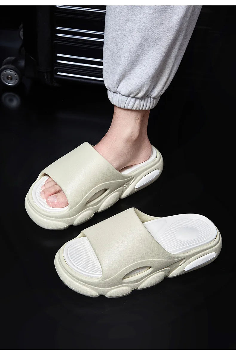 Shevalues Men Summer Slippers New Thick Sole EVA Sandals Indoor Non-slip Unisex Bathromm Slides Casual Platform House Slippers - Sun Studio