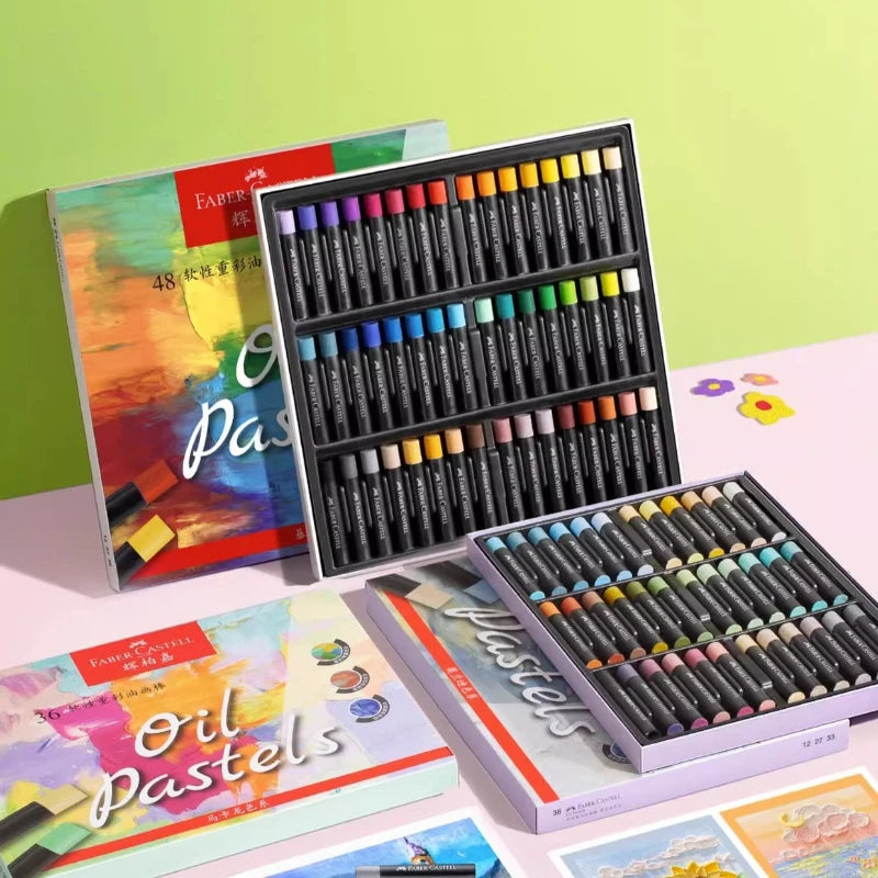 Faber-Castell Soft Oil Pastel Set 24/36/48 Vibrant Colors Creamy Texture Bullet Head Chalk for Artist Painting Drawing Beginners - Sun Studio
