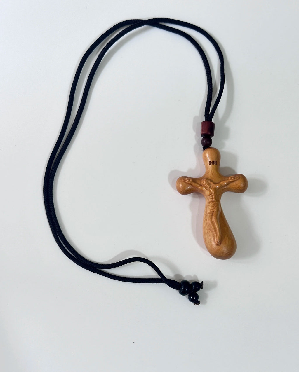High-End Wooden Car Pendant, Creative Water Drop Shaped Cross Design, Handcrafted Real Wood Ornament for Vehicles & Home Decor - Sun Studio
