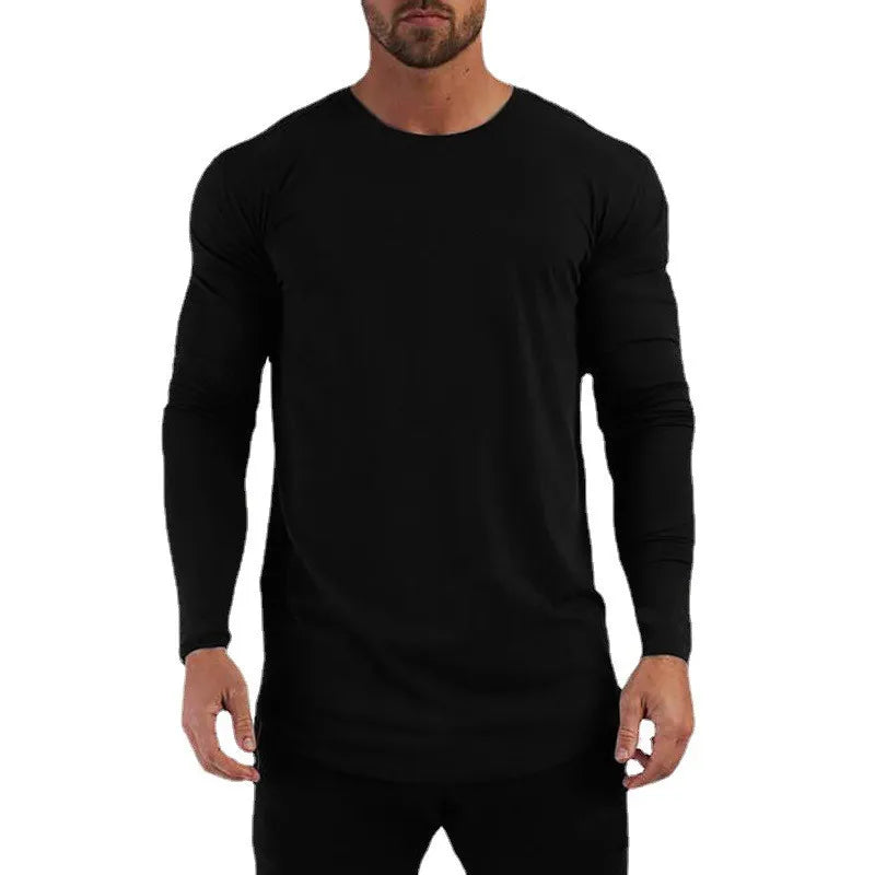 Plain Gym Fitness Bodybuilding Sport T-shirts Mens Casual Long Sleeve Cotton Shirts Cotton Breathable Workout Autumn Clothing - Sun Studio