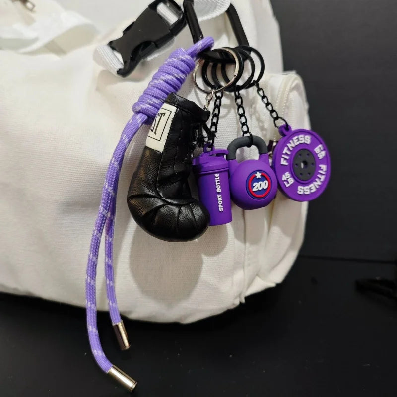 New Fitness Keychain Gym Lovers Fitness Enthusiast Gift Barbell Dumbbell Keychain Fitness Bag backpack Charms - Sun Studio