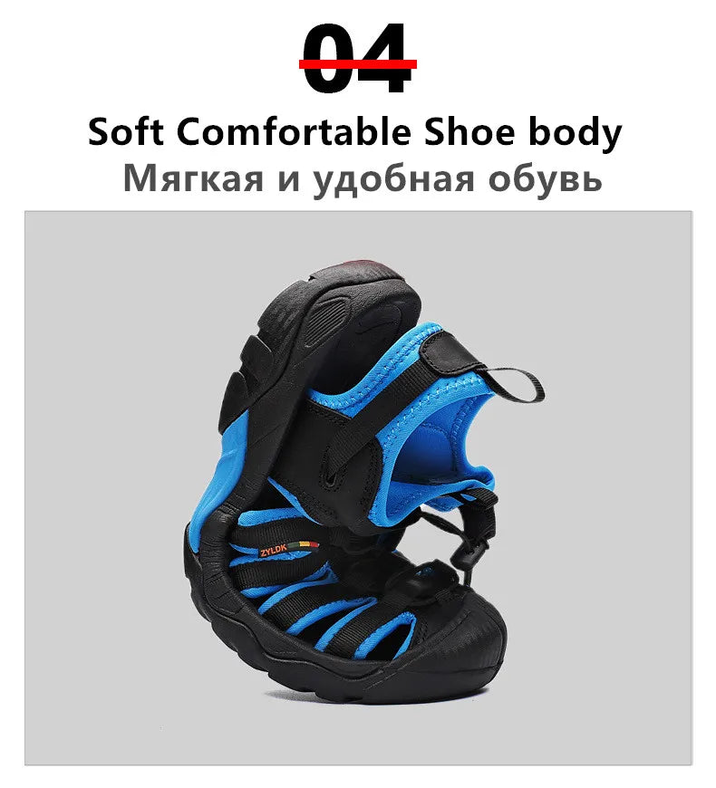 New Summer Genuine Leather Men Sandals Fashion Design Men's Casual Sneakers Comfortable Beach Men's Sandals Outdoor Wading Shoes - Sun Studio
