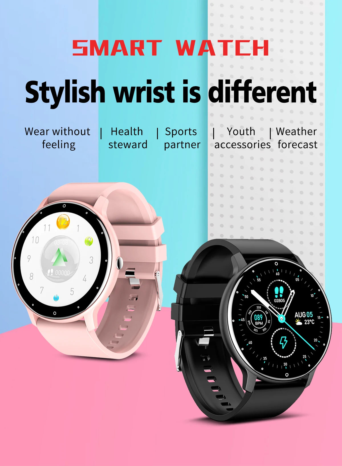 LIGE New Smart Watch Men Sports Fitness Watches Heart Rate Full Touch Screen Bluetooth Call 2026 New Ultra Light Smartwatch Men - Sun Studio