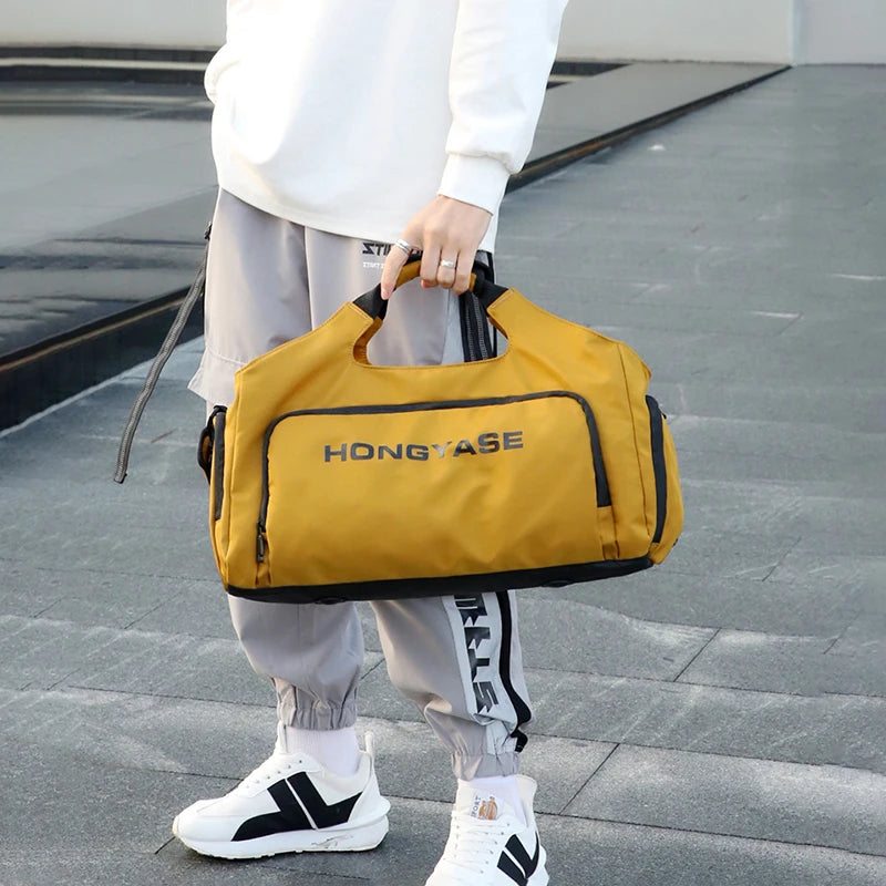 Gym Sports Bag for Men Travel Fitness Duffle Shoe Pocket Luggage Duffel Waterproof Tote Handbags Weekend Shoulder Outdoors Bag - Sun Studio