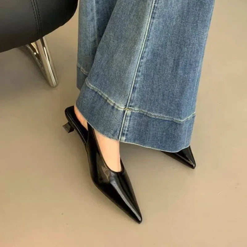 Summer Pointed Toe Women Sandals Fashion Singbacks Mules ShoesLadies Elegant Low Heel Stripper Party Sandalias Tacones Bajos - Sun Studio