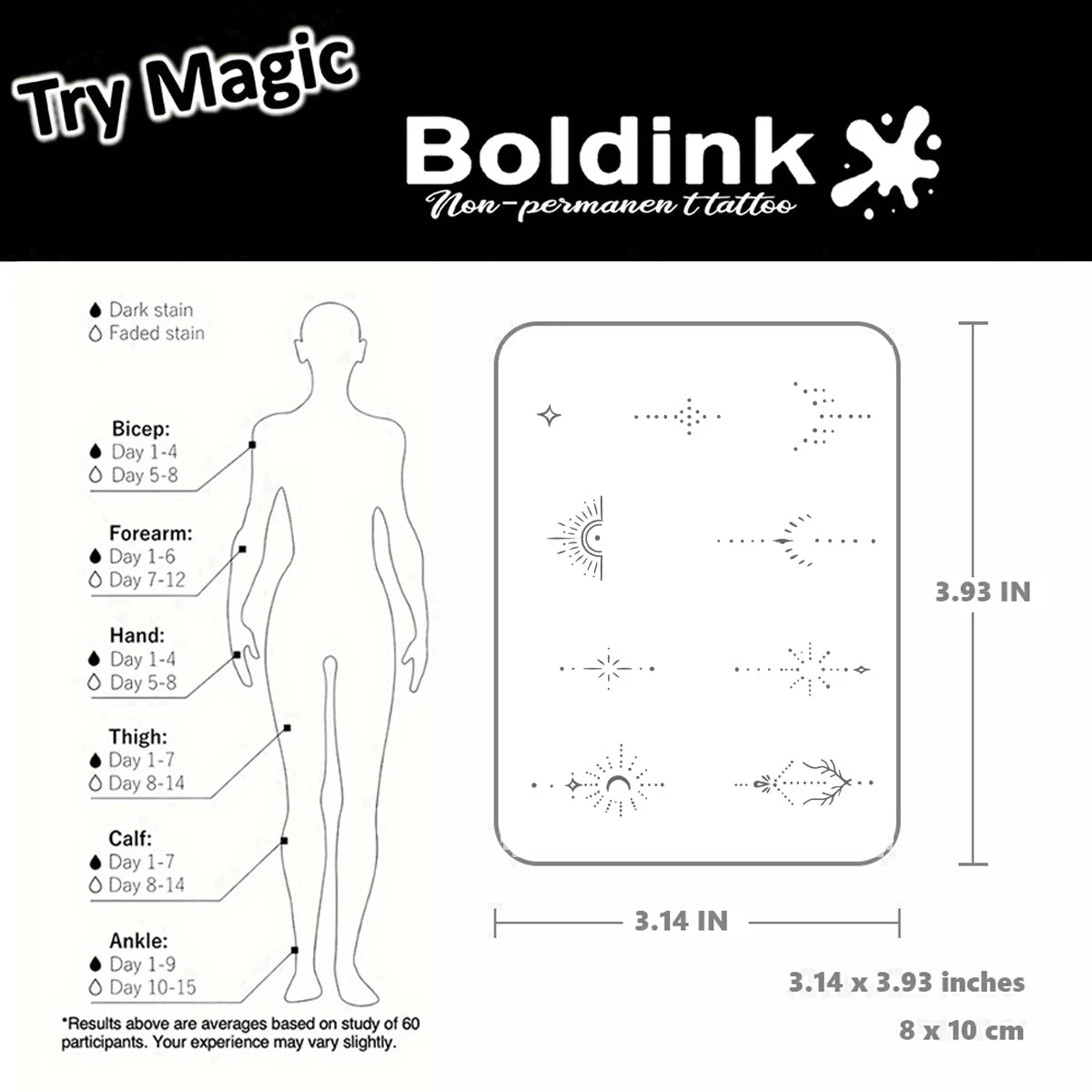 Boldink Delicate Dot-Line Temporary Tattoos, with Star, Moon&Sun Motifs, Waterproof, Mini & Exquisite Finger Stickers - Sun Studio
