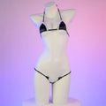 Sexy Maid Cosplay Bikini Leather Bra With Lace Underwear Lingerie Swimsuit Low Waist Bikinis Sets Beach Swimwear - Sun Studio