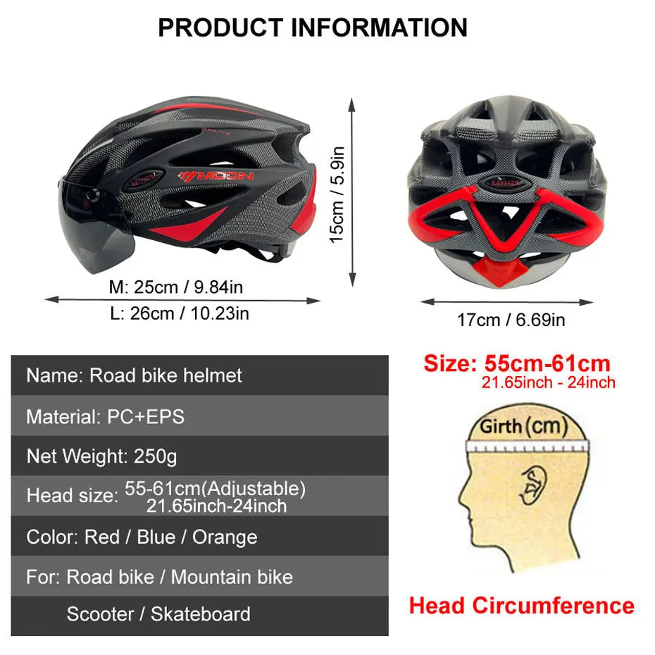 Lightweight Cycling Safety Helmet Outdoor Motorcycle Bicycle Helmet With Removable Visor Glasses MTB Mountain Road Bike Helmet - Sun Studio