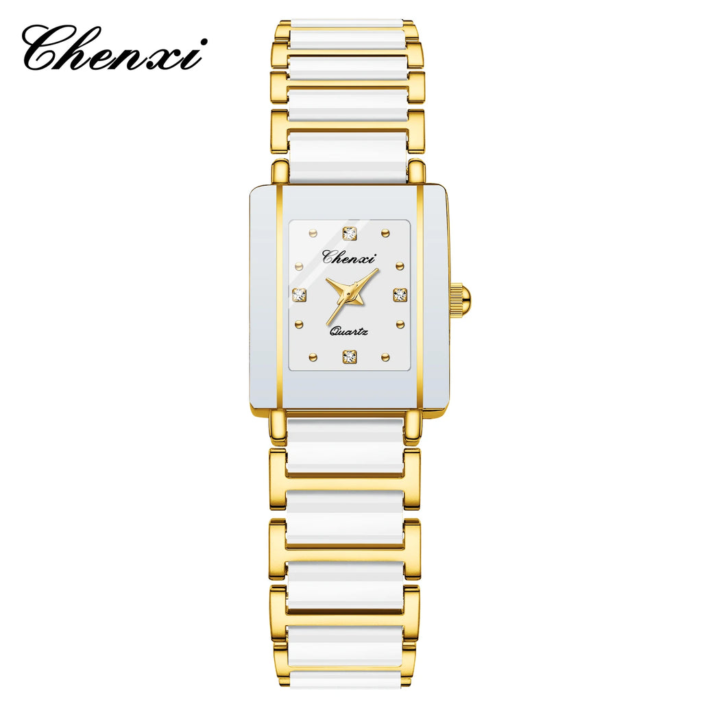 CHENXI 104A Top Brand Luxury Couple Watch Men's and Women's Imitation Ceramic Strap Exquisite Date Watches relojes para damas - Sun Studio