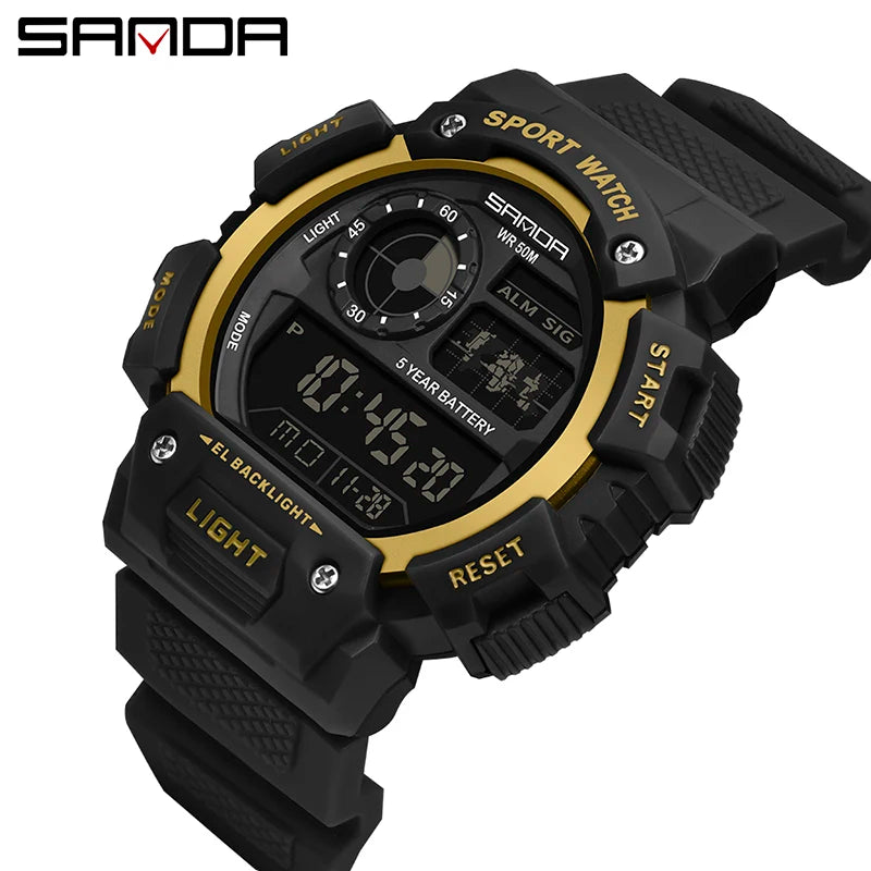 SANDA Top Brand Classical Style Men Digital Watch Military Sports Watches Fashion Waterproof Electronic Wristwatch Shockproof - Sun Studio