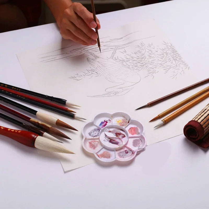 7/11Pcs Chinese Calligraphy Brush Set Kanji Japanese Sumi Painting Drawing Artist Writing Brushes With Roll-up Bamboo Pen Bag - Sun Studio
