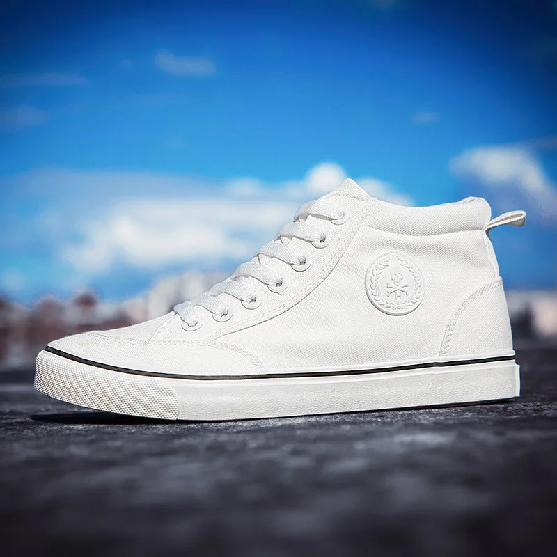 High Top Canvas Shoes Men Shoes Fashion Classics Casual Shoes Solid Color Lace Up Running Shoe High Quality Flat Male Sneakers - Sun Studio