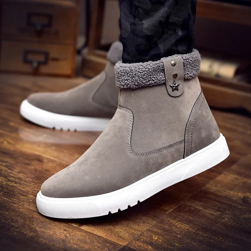 Men Boots 2026 Winter Thick Warm Casual Shoes for Men High Quality Snow Boots High-top Vulcanized Shoes with Fur Cotton Shoes - Sun Studio