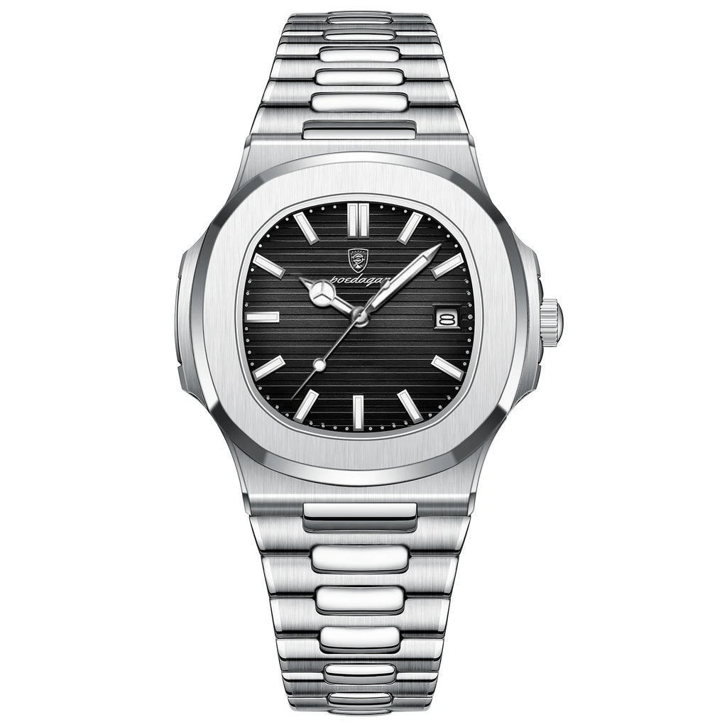 POEDAGAR Square Luxury Men Wristwatch Waterproof Luminous Date Stainless Steel Male Clock Business Sports Quartz Watches For Men - Sun Studio
