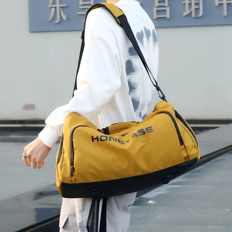 Gym Sports Bag for Men Travel Fitness Duffle Shoe Pocket Luggage Duffel Waterproof Tote Handbags Weekend Shoulder Outdoors Bag - Sun Studio