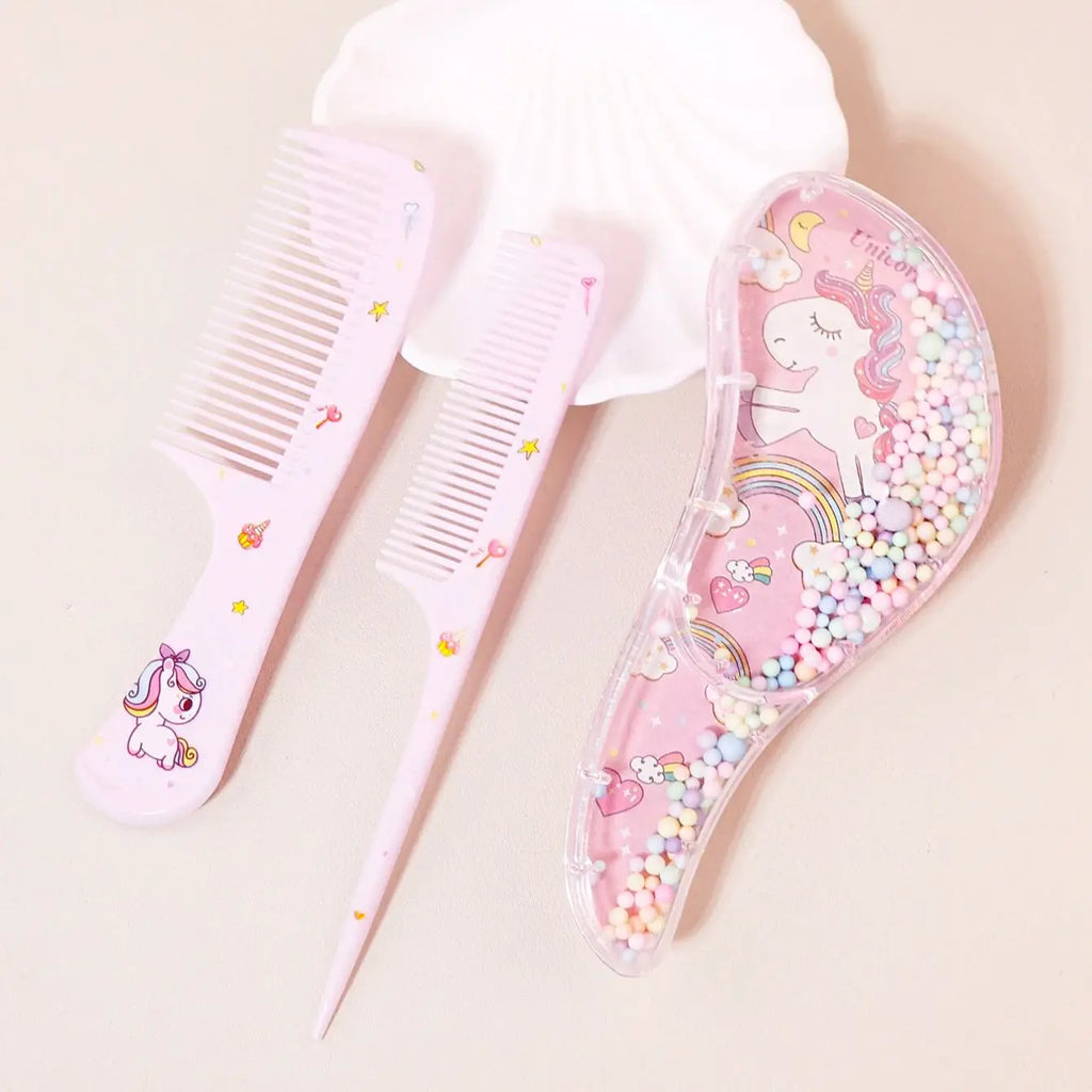3pcs cartoon comb set, wet and dry dual-use, hair styling, suitable for any hair texture, gift set, special for real hair wigs - Sun Studio