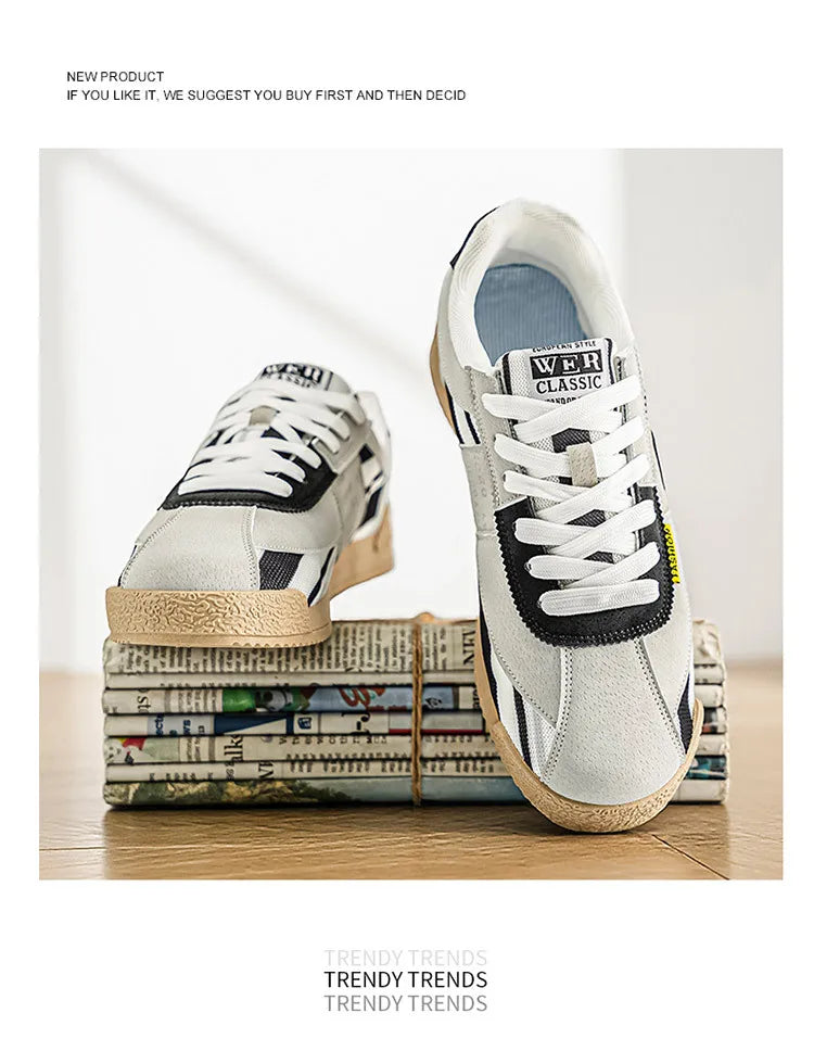 Mens Classic Running Shoes Lace Up Soft Sole Walking Shoes Breathable Flat Fashion 2026 Spring Autumn Tennis Casual Sports Shoes - Sun Studio