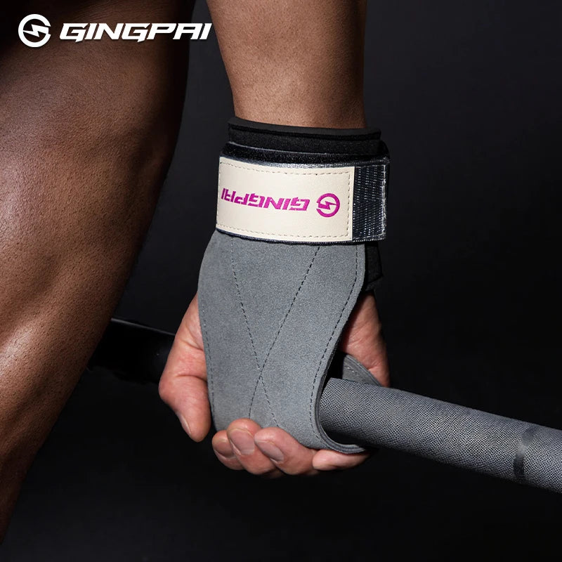 Gym Grips For Men Women Cowhide Palm Guards Weightlifting Fitness Workout Gloves Grips with Wrist Wraps Training Equipment - Sun Studio