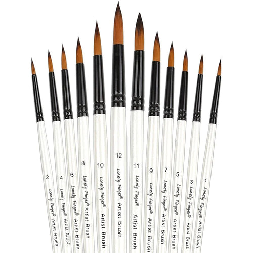 12/48 PCS Round Paint Artist Brushes Set for Acrylic Watercolor Oil Painting, Crafts, Canvas, Rock, Miniature Model Fine Detail - Sun Studio