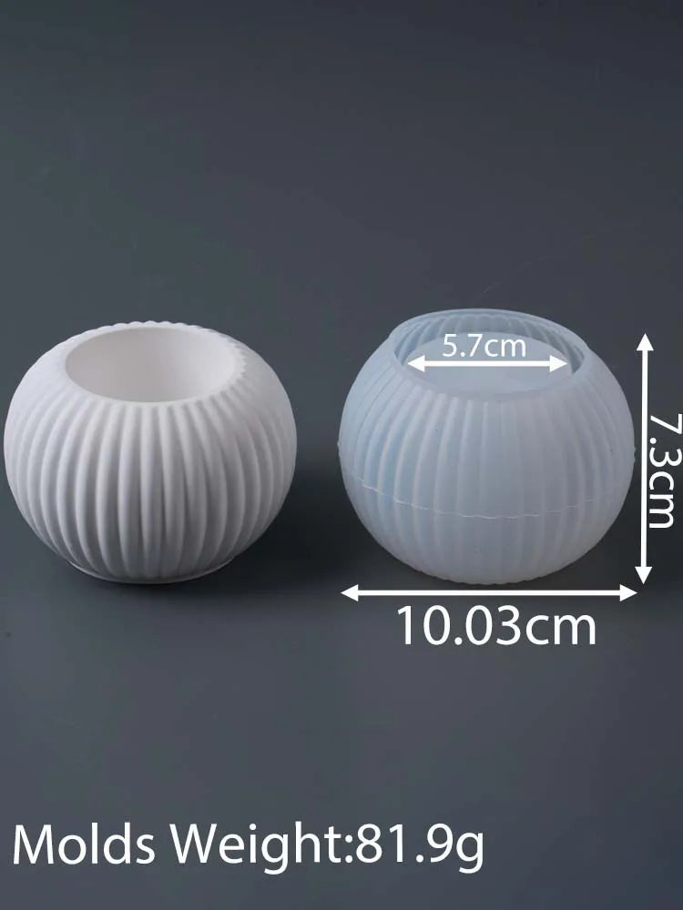 S/M/L Stripe Candle Cup Silicone Mold DIY Handmade Round Flowerpot Plaster Resin Candlestick Craft Casting Molds Home Decor - Sun Studio