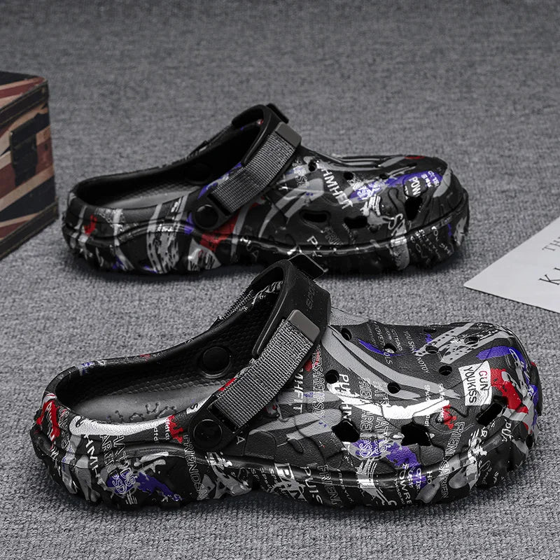 Big Size 47 Summer Men White Clogs Outdoor Garden Clogs Hole Shoes Male Casual Shoes Water Shoes Comfort Home Soft Slippers - Sun Studio