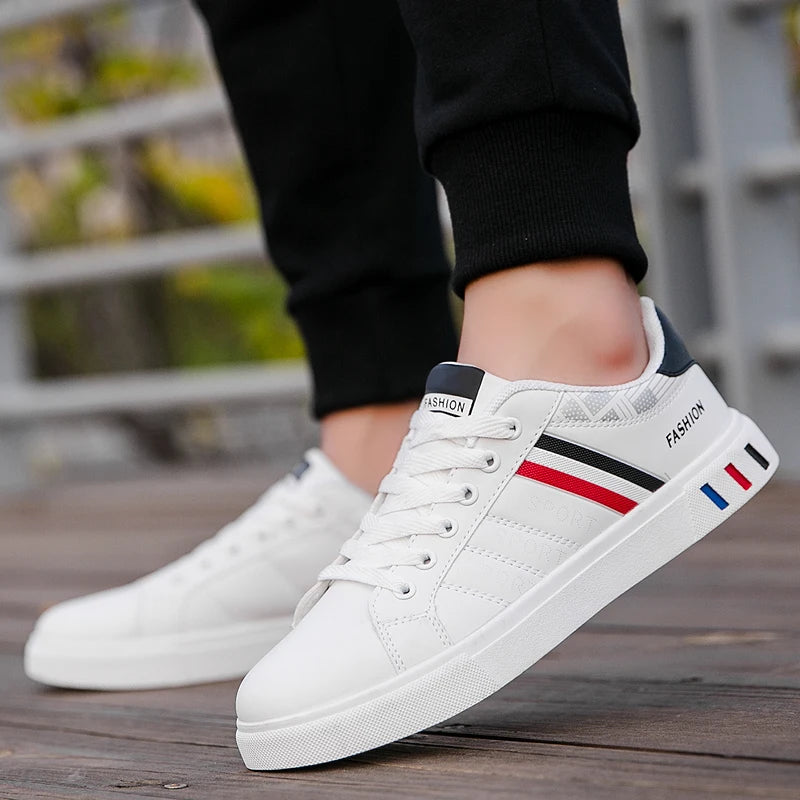 2024 Mens Casual Sneakers New Fashion Lace-up White Shoes Student Comfort Sports Plus Size Vulcanized Shoes Zapatillas De Hombre - Sun Studio