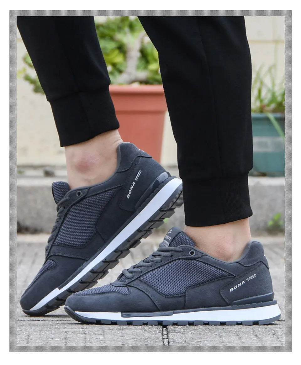 BONA 2022 New Designers Suede Casual Shoes Men Sneakers Outdoor Walking Shoes Man Comfortable Shoes Walking Footwear Mansculino - Sun Studio