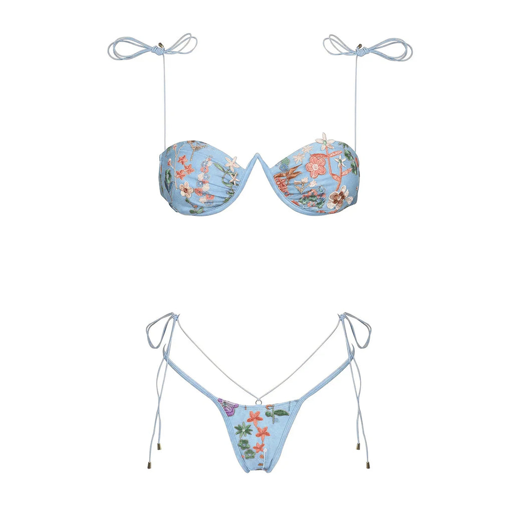 Push Up Bikini Sexy Women Swimsuit Female Swimwear 2024 Micro Bikini Set Swimming Suit Floral Thong Beachwear Brazilian Biquini - Sun Studio
