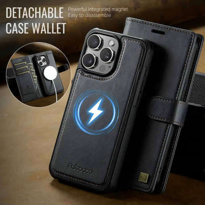 For iPhone 17 Pro 5G 2025 2In1 Detachable Leather Wallet Case For iPhone Air 17 16 15 14 13 12 Pro Max 16 Plus 16E Magnet Cover - Sun Studio