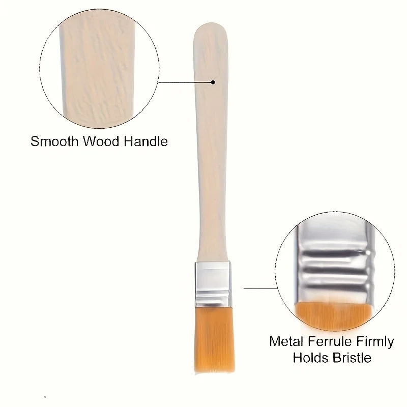 50pcs Nylon Paint Brushes with Wooden Handles, 5-Inch, Yellow Bristles, Ideal for Wall, Door, Cabinet, Furniture, Fence Painting - Sun Studio