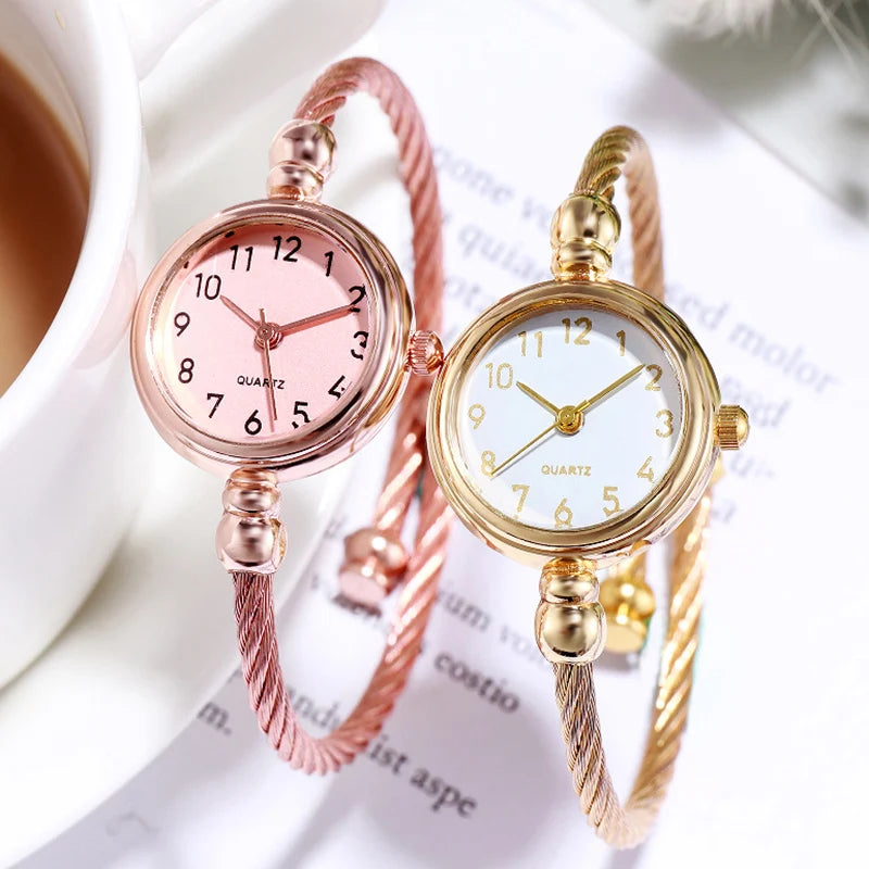 YIKAZE Women Bracelet Watch Retro Gold Bangle Women Watches Stainless Steel Retro Ladies Quartz Wristwatch Clock Dress Watch