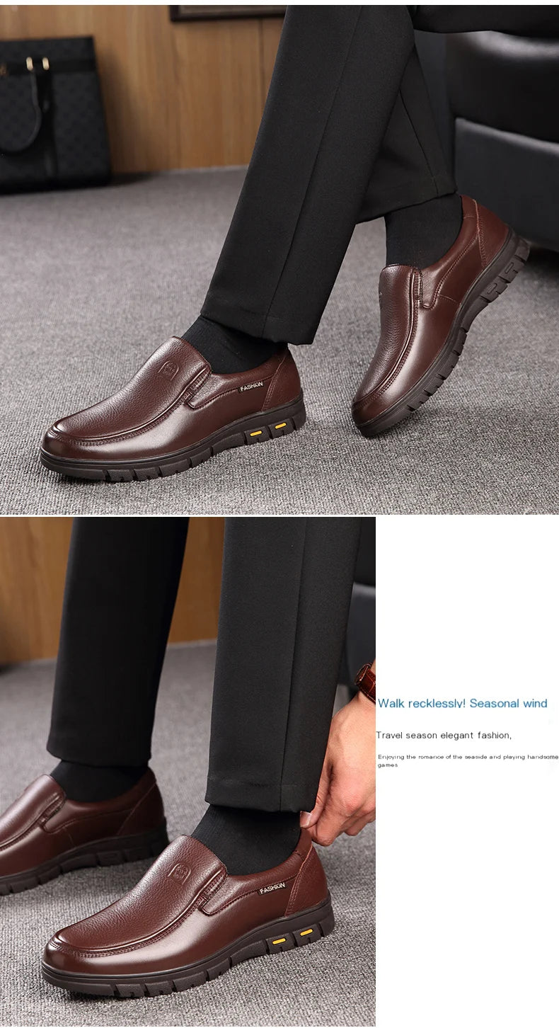 LAORENTOU genuine leather thick soled casual leather shoes for middle-aged and elderly fathers, oversized business shoes 66736 - Sun Studio