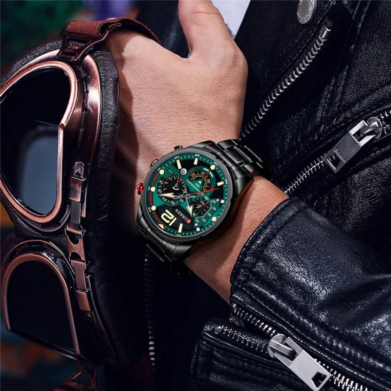 CURREN 8395 Men's Minimalist Large Dial Watch, Water-resistant Calendar Six-hand Multifunctional Quartz Watch - Sun Studio