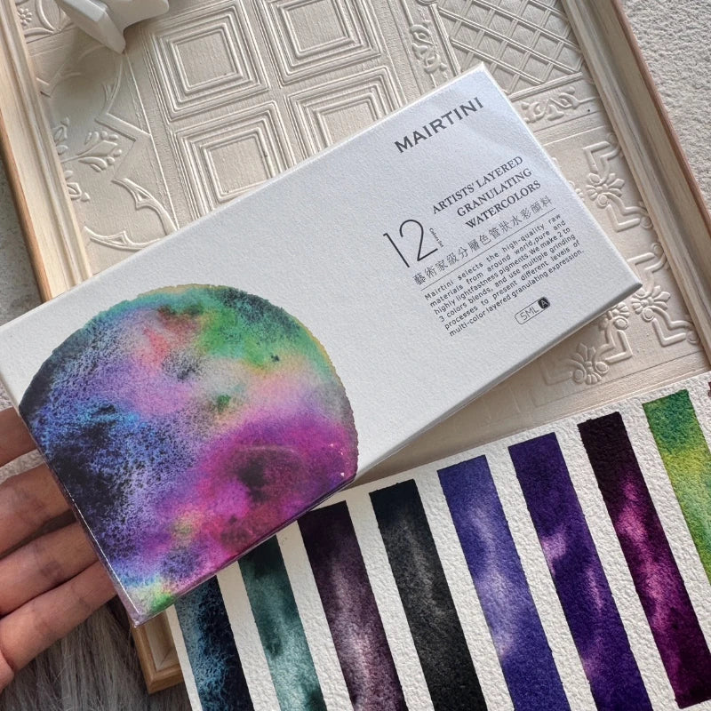 Mairtini New Planet Series Layered Color Watercolor Pigment Set 12 Colors 5ml Tube Precipitation Color Painting Art Supplies - Sun Studio